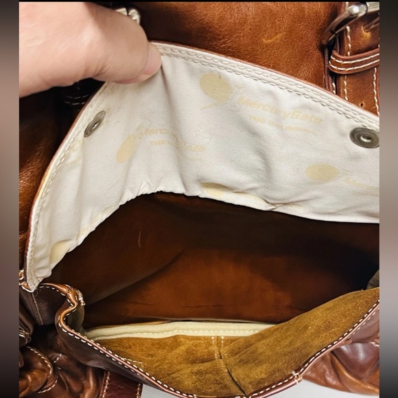 Leather Mercury Gate Barrington Collection Rucksack Backpack Brown Canvas Inside - Picture 7 of 16